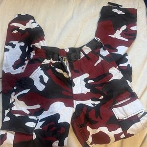 Red and Black Camouflage Cargo Pants